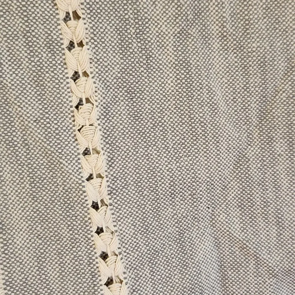 Table Runner Gray & Cream Rectangle‎ 88X14 Boho Country Cottage Farmhouse